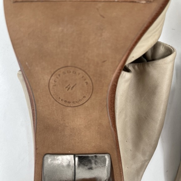 Anthropologie Leifsdottir‎ Jenni Taupe Italian Leather Heels Size 41 EUR 10.5 US - Picture 12 of 13